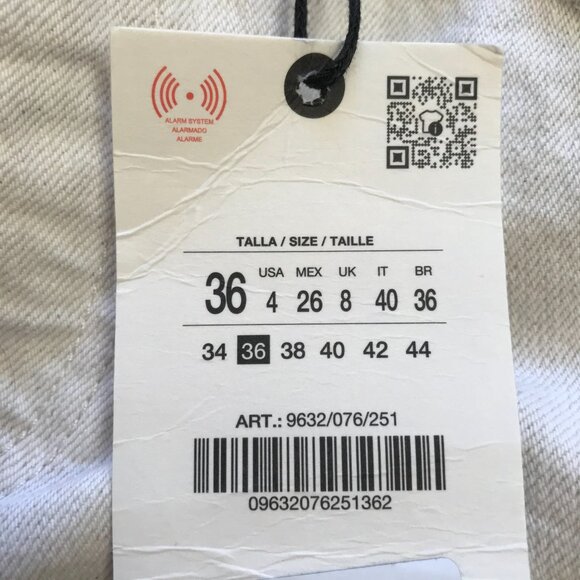 NWT Zara the Low Rise Wide Leg Jeans Denim Womens 4 26 Cream NEW 33" Inseam NEW - Picture 8 of 13